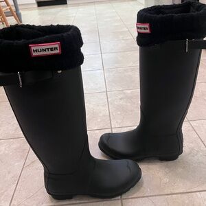 Hunter Black Knee-High Winter Boots